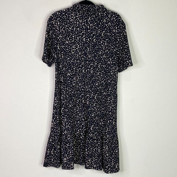 Zara Ruffle Mock Neck Spotted Short Sleeve Whimsy Goth Dress Women's Size Small - Picture 2 of 7